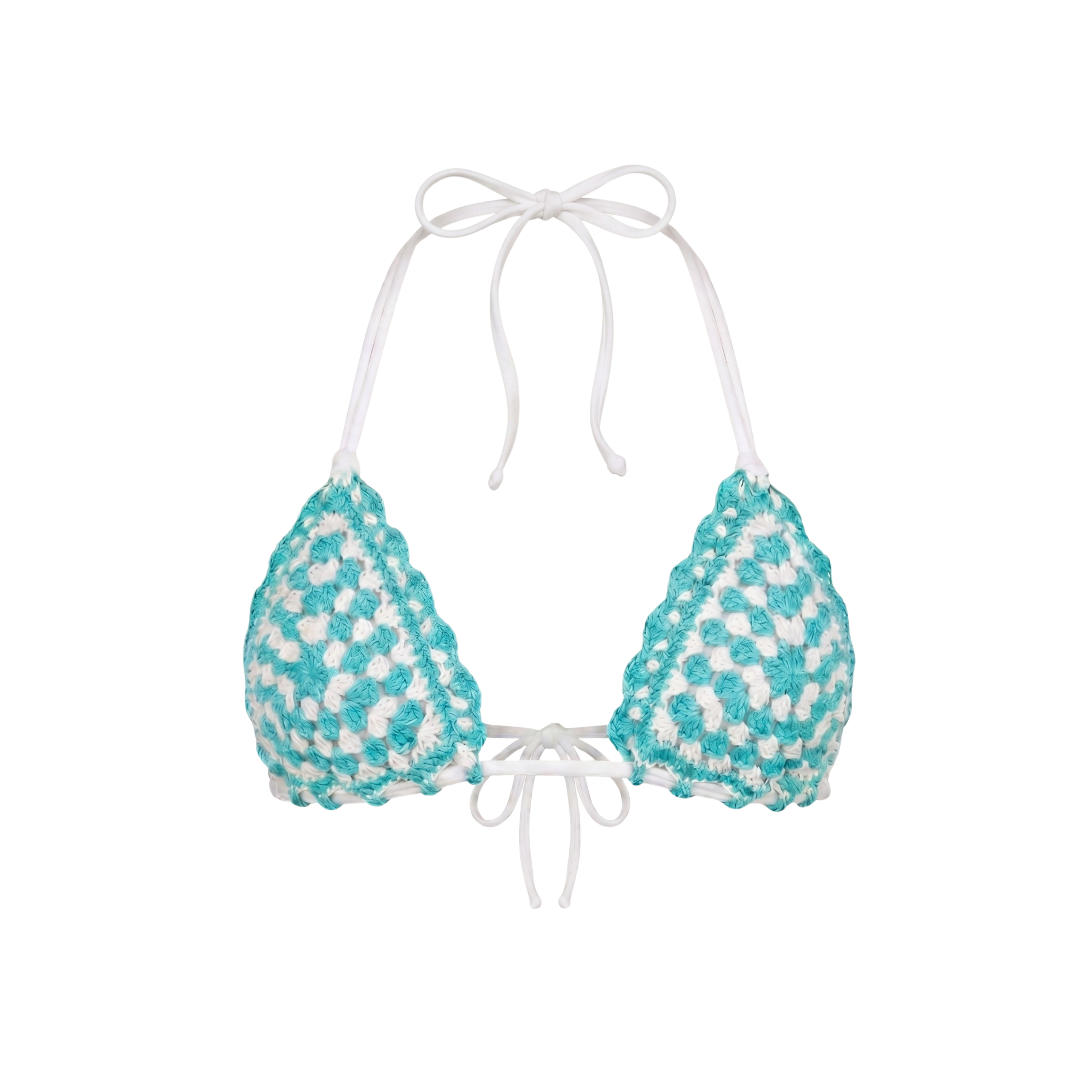 Azure Granny Square Bikini Top