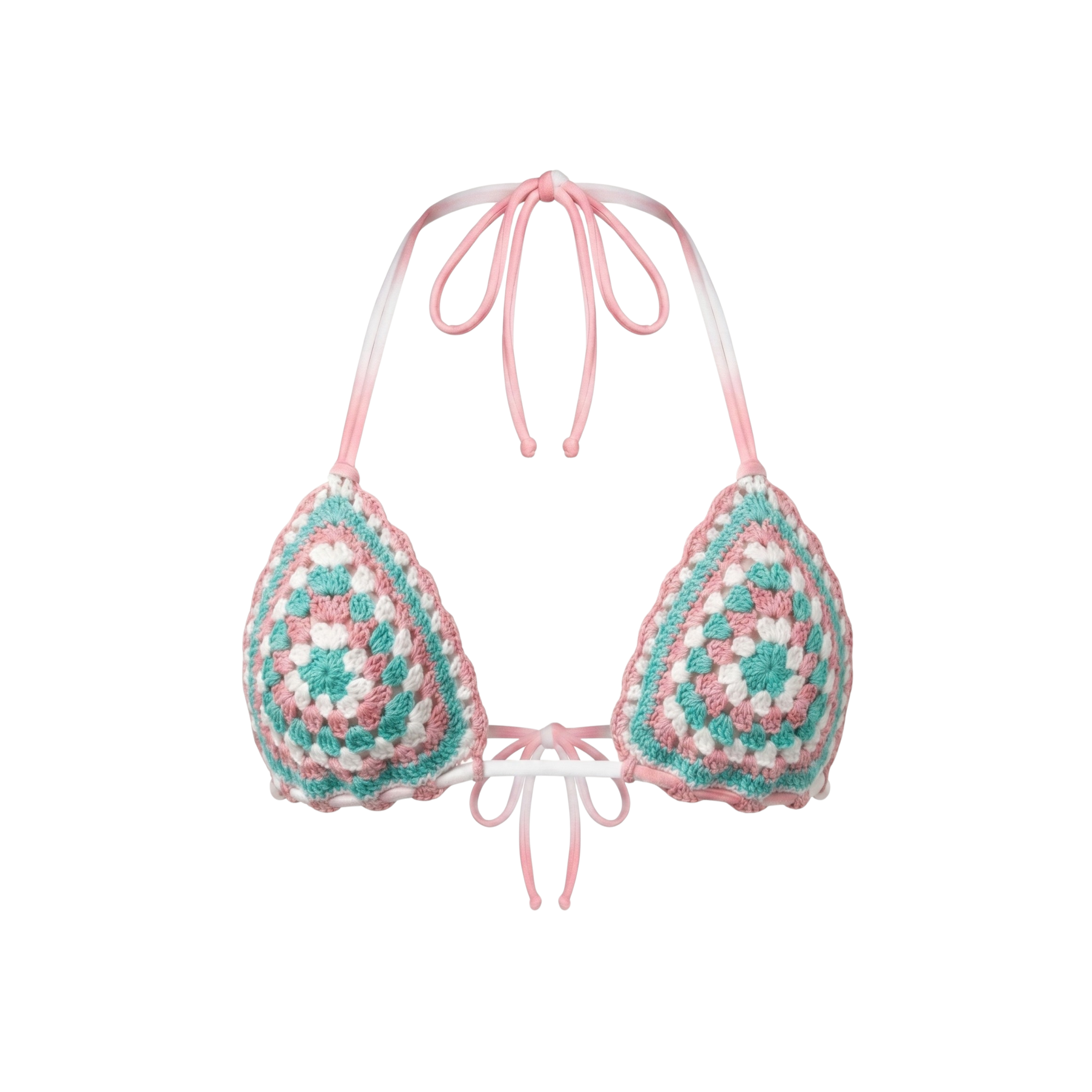 Ballet Blue Granny Square Bikini Top