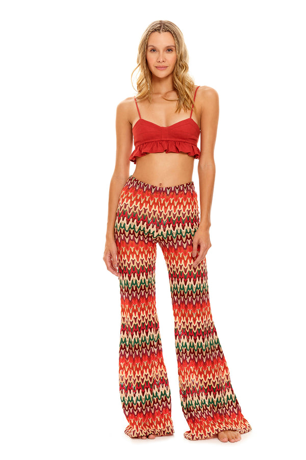 Mae Praia Red Frill Crop Top