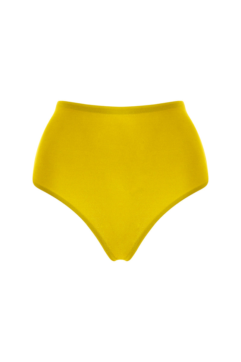 Alicia Praia Yellow High Waist Bikini Bottom