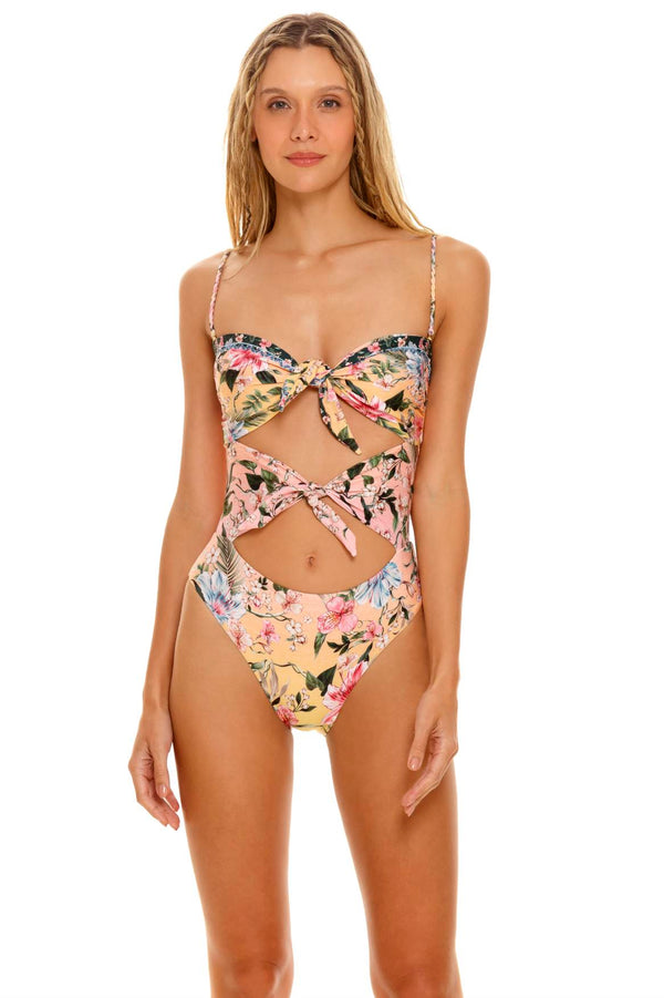 Carrie Sally Twist Front Floral One Piece