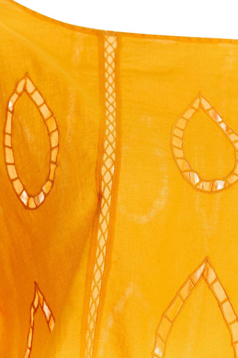 Aura Eames Yellow Embroidery cut Shirt