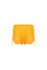Bree Eames Yellow Embroidery Cut Shorts