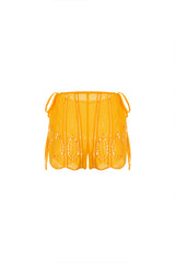 Bree Eames Yellow Embroidery Cut Shorts