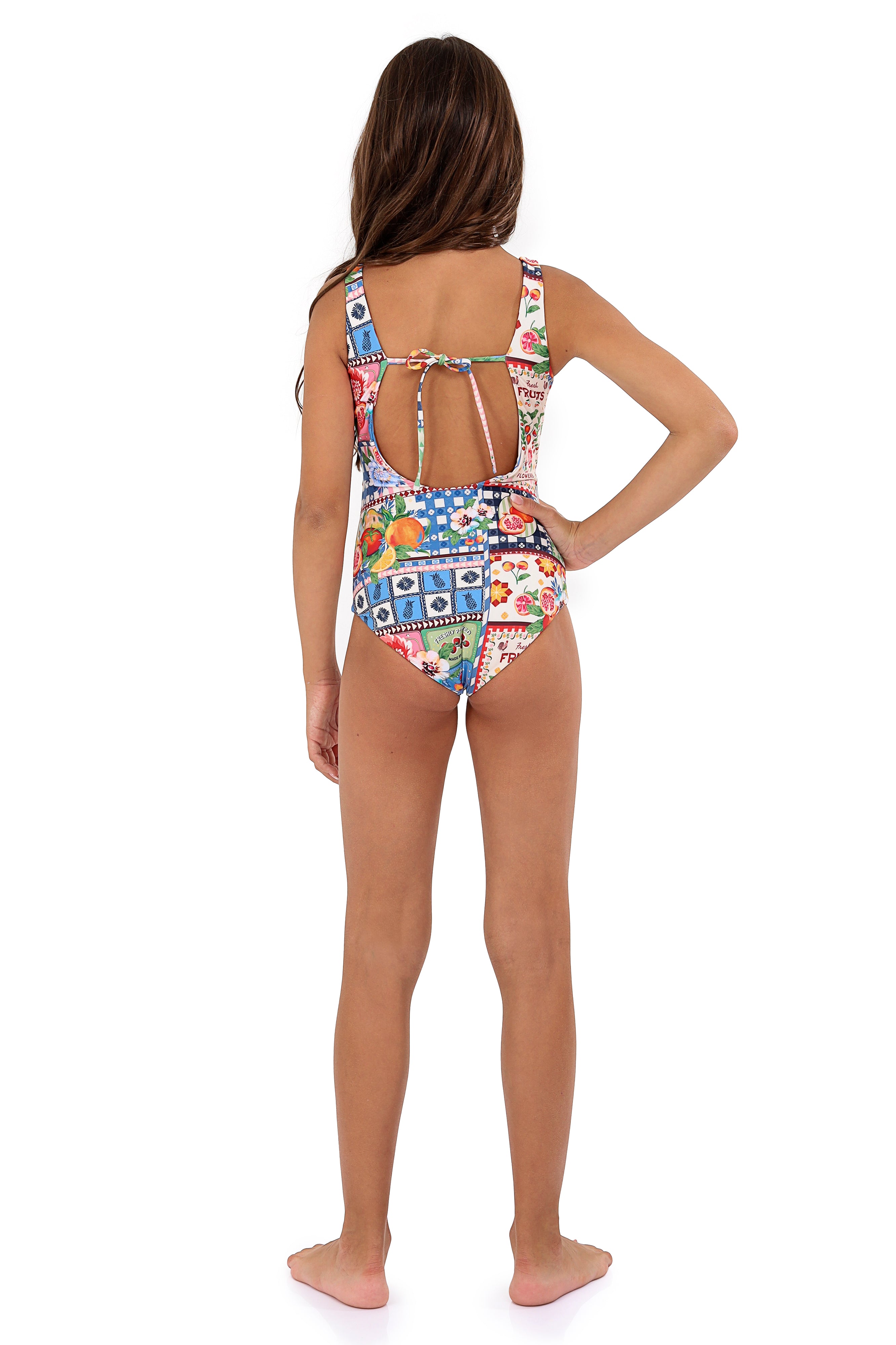 Ame Basket Kids Girls Reversible One Piece Swimwear