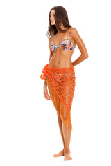 Catty Numen Orange Crochet Wrap Sarong Pareo