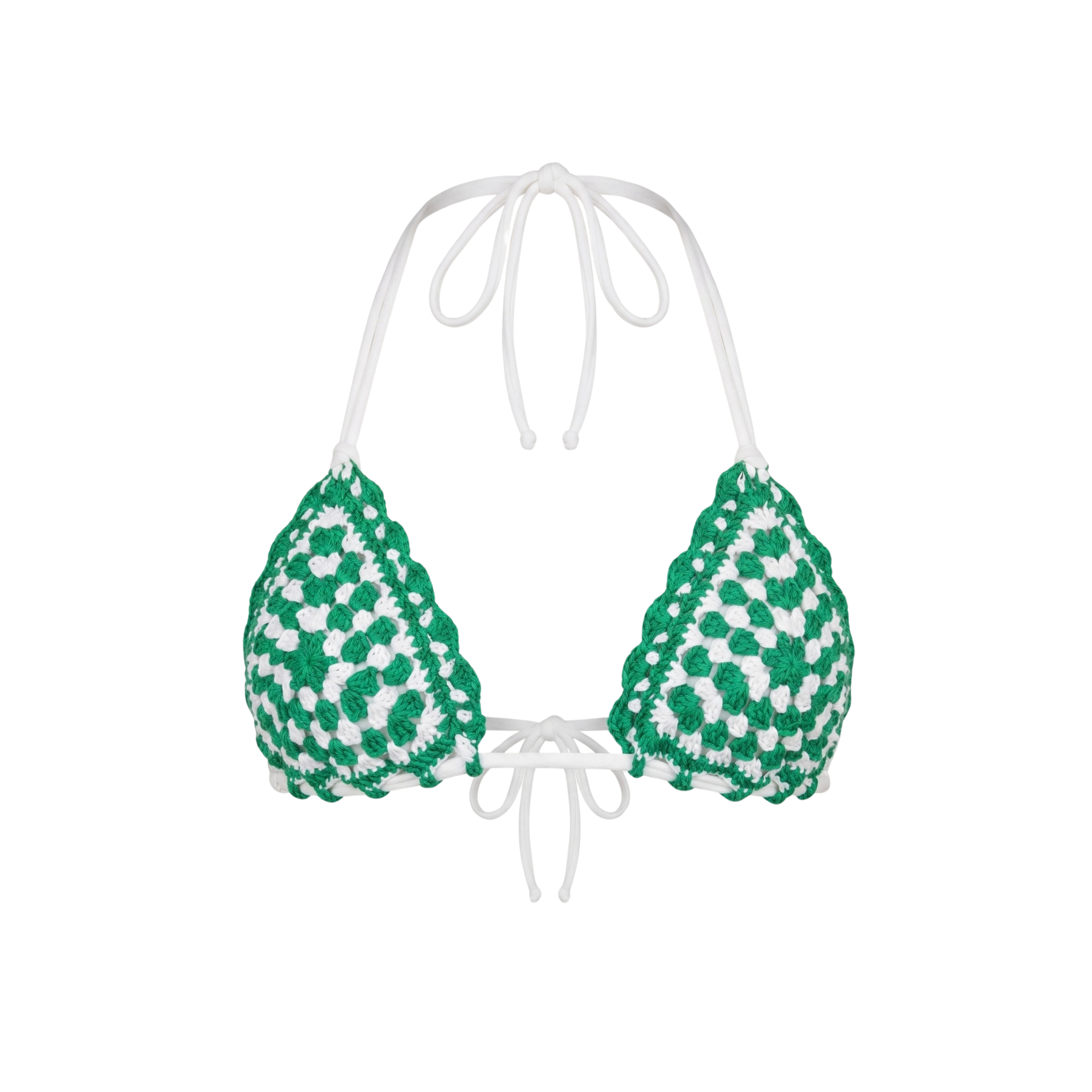 School Green Granny Square Bikini Top
