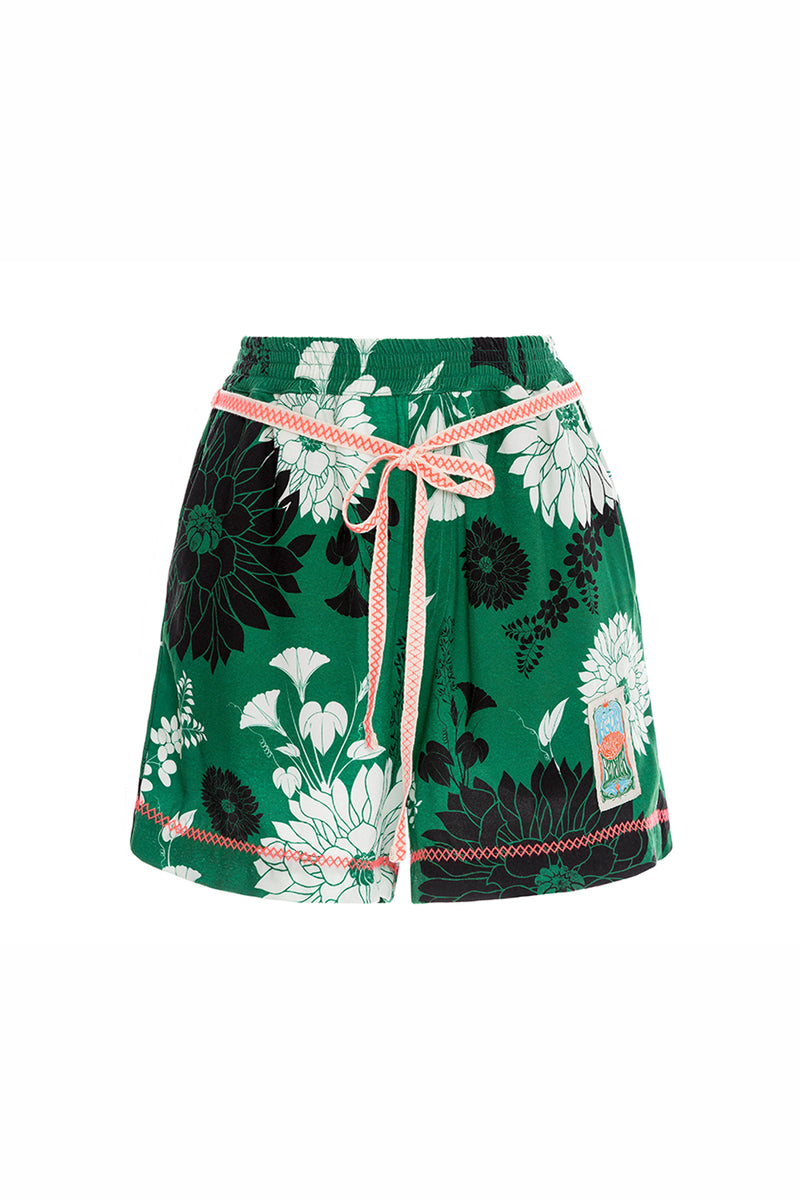 Watts Kaaw Olive Green Floral Shorts