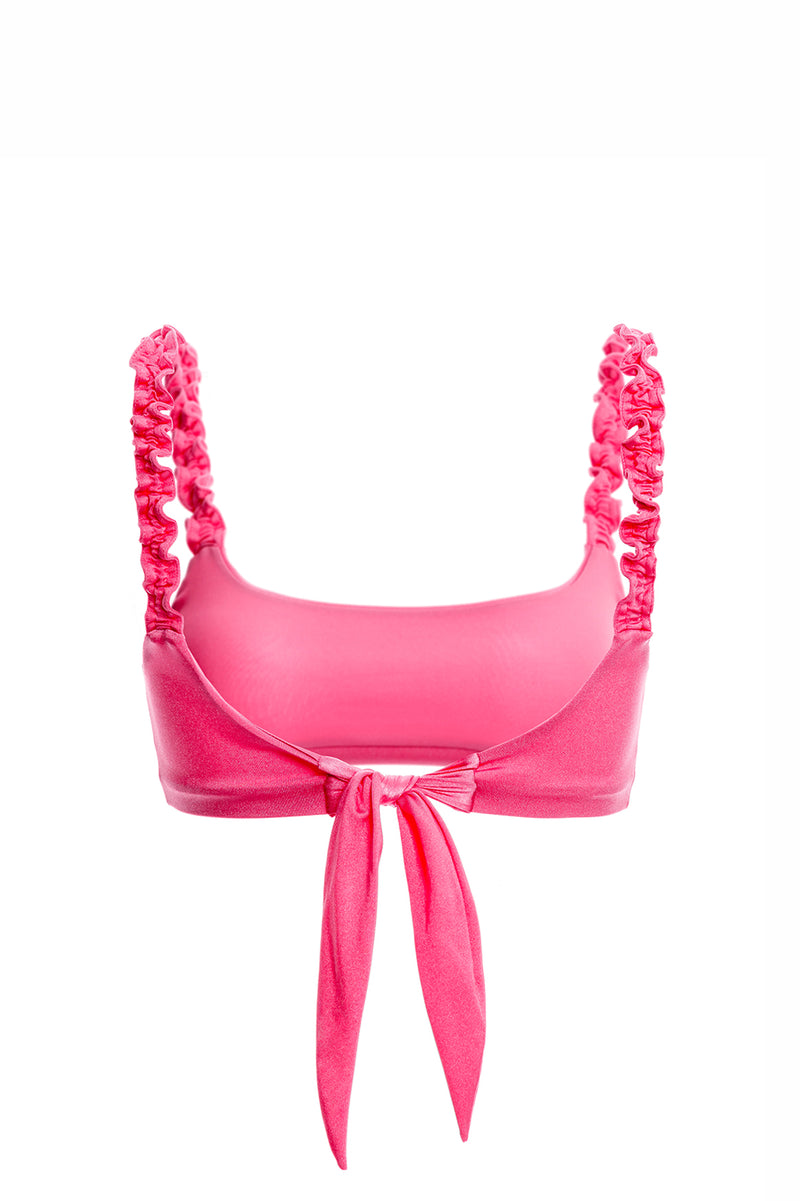 Evie Aine Solid Pink Bikini Top